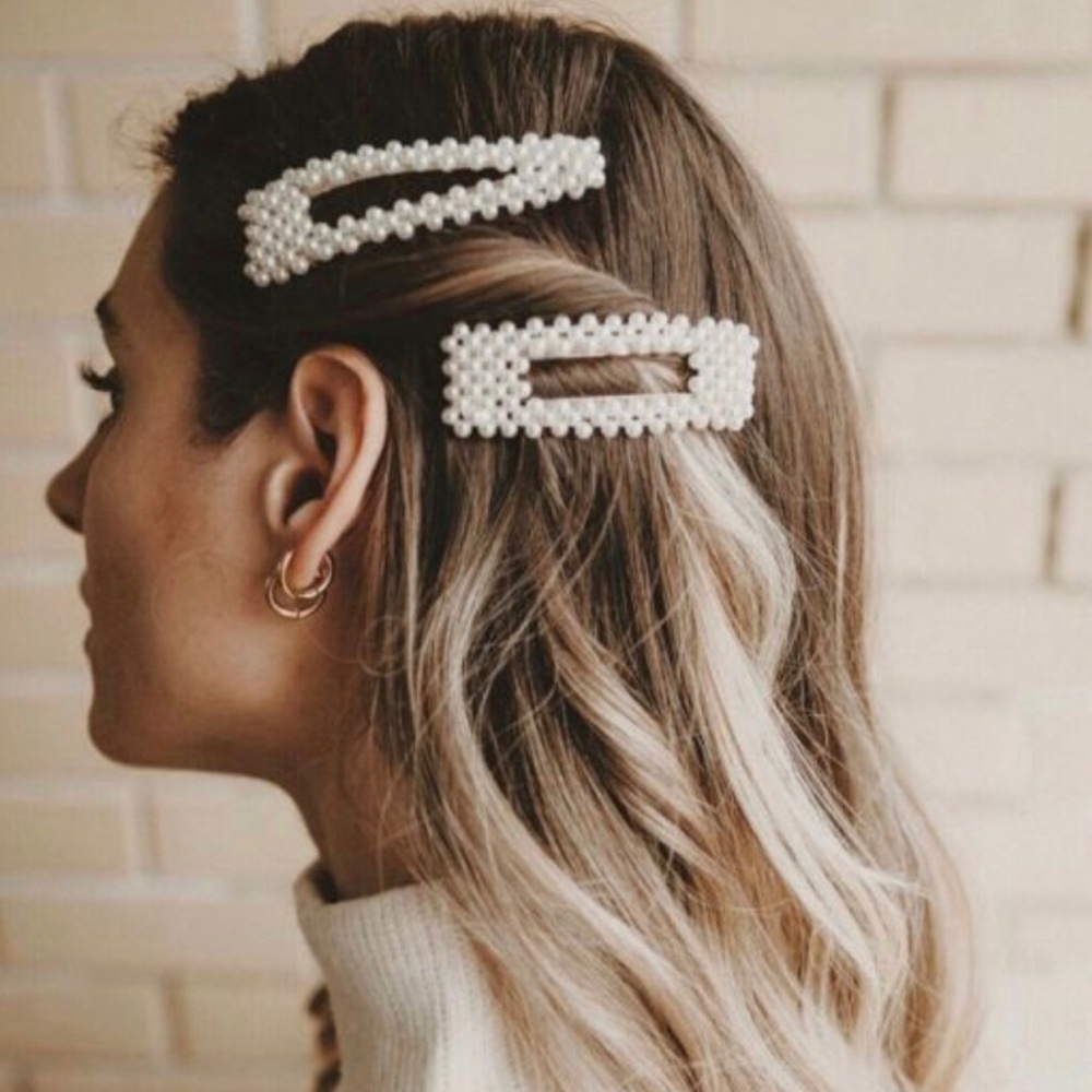 Womens Pearl Barettes Hair Clip Hair Gold Pin-92 - Picture 1 of 7